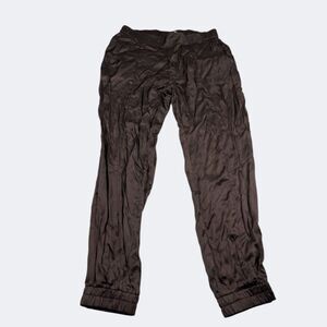 Young Fabulous & Broke Satin Jogger Pants Brown Moto Boho Pockets Comfort M